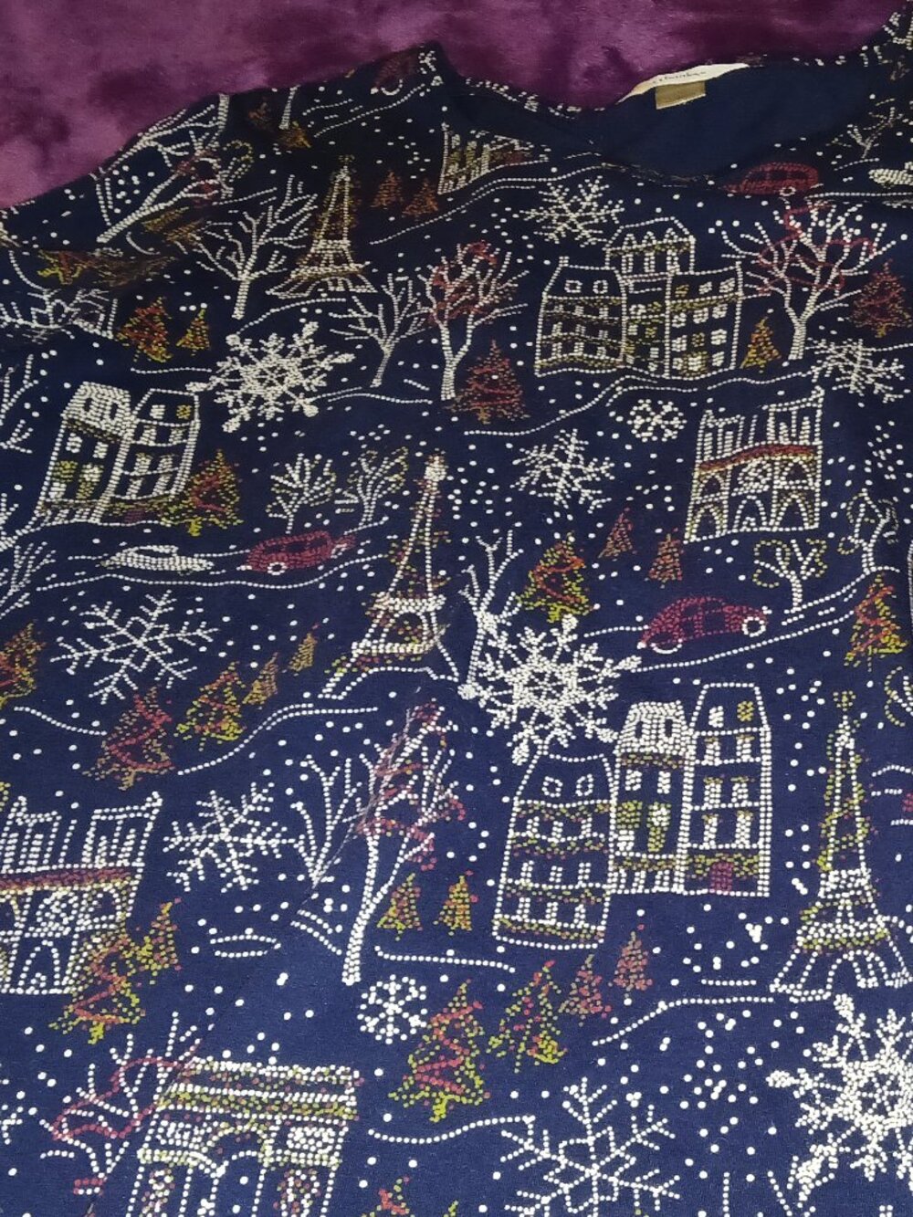 Cj Banks 1X Women Plus Christmas Holiday Long Sleeve Top Blouse Holiday Winter